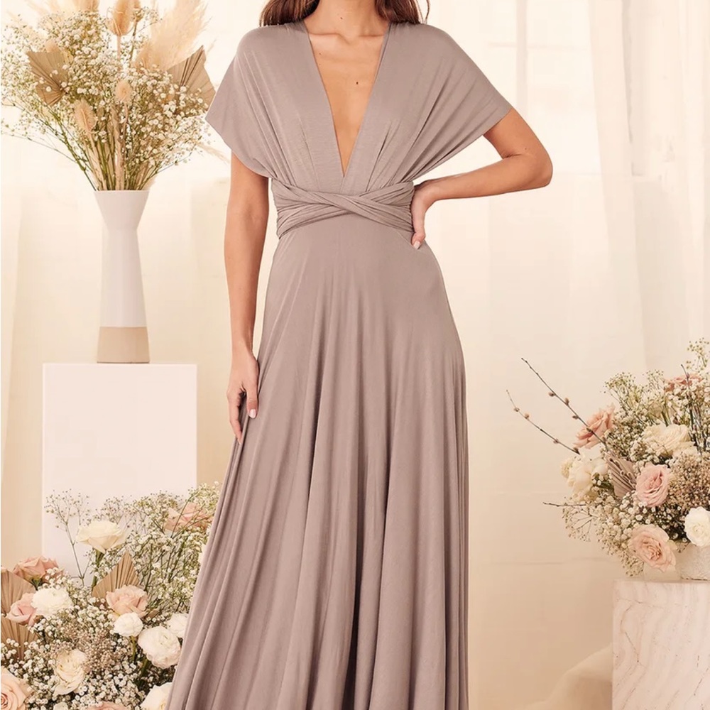 Lulus Tricks of the Trade Taupe Maxi Dress